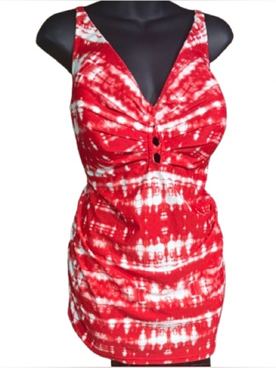 Cacique Other - Swim by Cacique tankini swimsuit top ruched decorative cutout 42